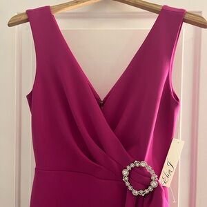 Eliza J Fuchsia Dress with Rhinestone Accent